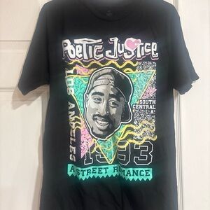 Justice Black Tee with Graphic Design